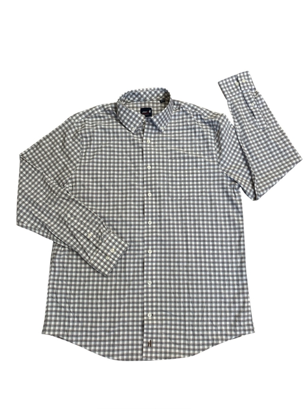 Johnnie-O Mead Performance Checked Button Down Shirt in Charcoal Size L